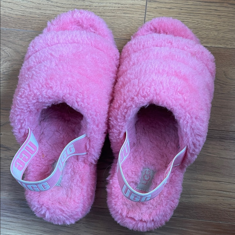 UGG Soft Pink Fuzzy Slides